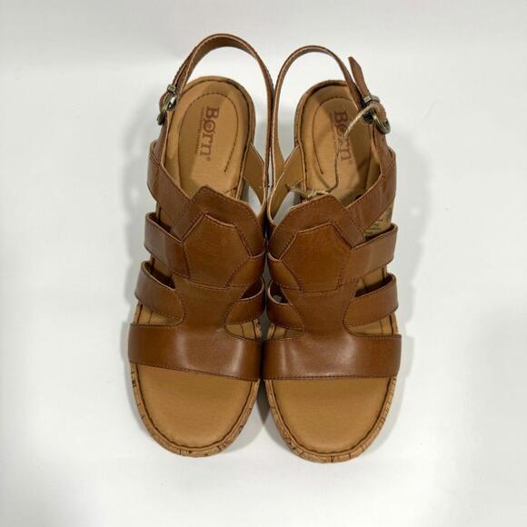 Born Women’s Size 11 Tan Brown Leather Bernese Cage Wedge Heel Sandal New - Picture 5 of 9